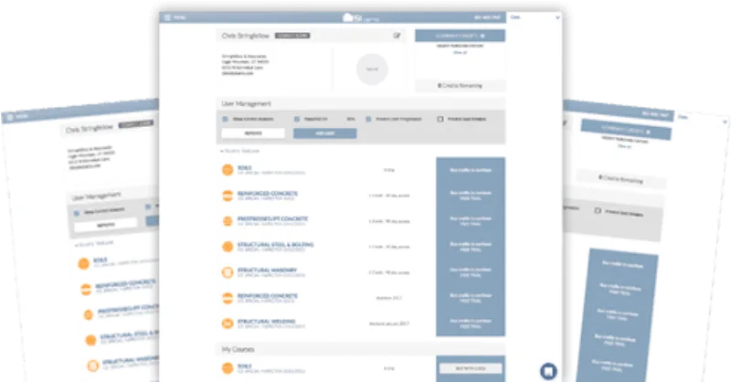 SI Certs company training dashboard showing employee progress and certification tracking